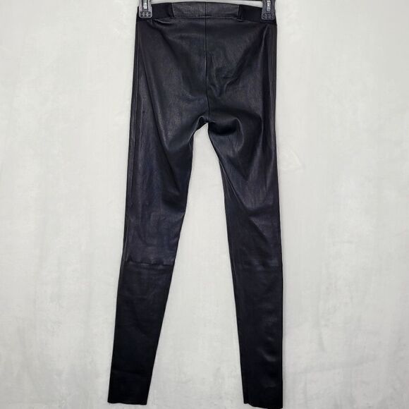 Alice + Olivia Lamb Leather Front Zip Leggings Size 2 - Picture 9 of 13